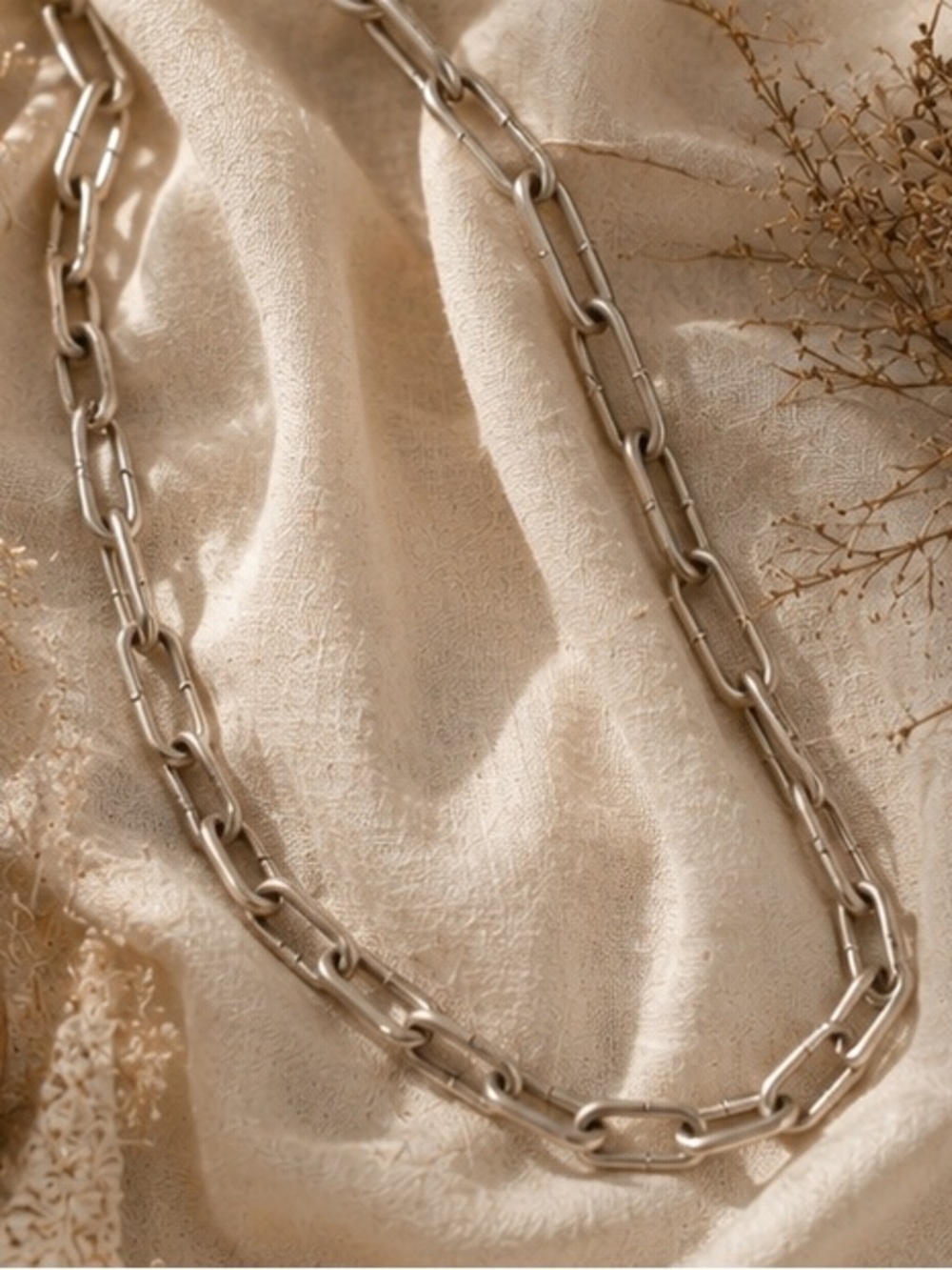 Silver Large Paperclip Chain Necklace